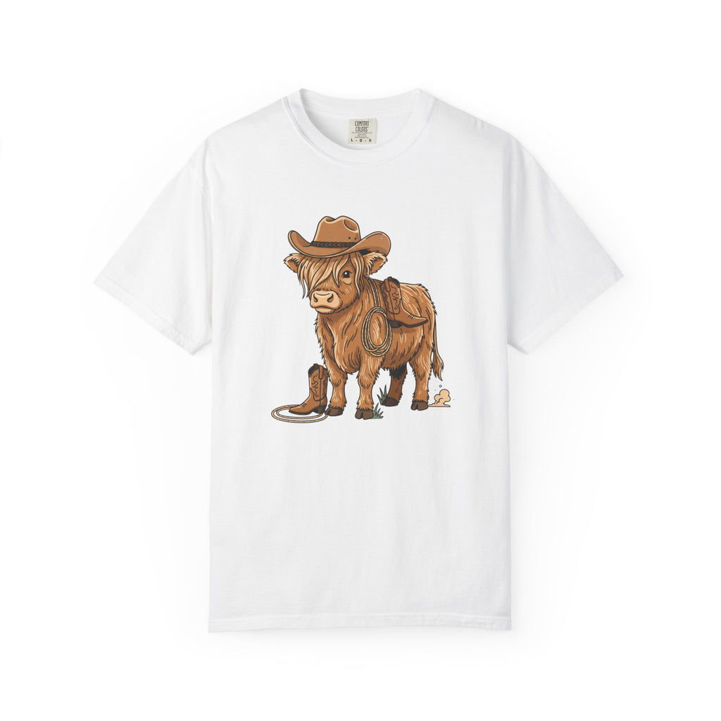 Cowboy Highland Cow T-Shirt — Cute Rodeo Cattle Graphic Tee