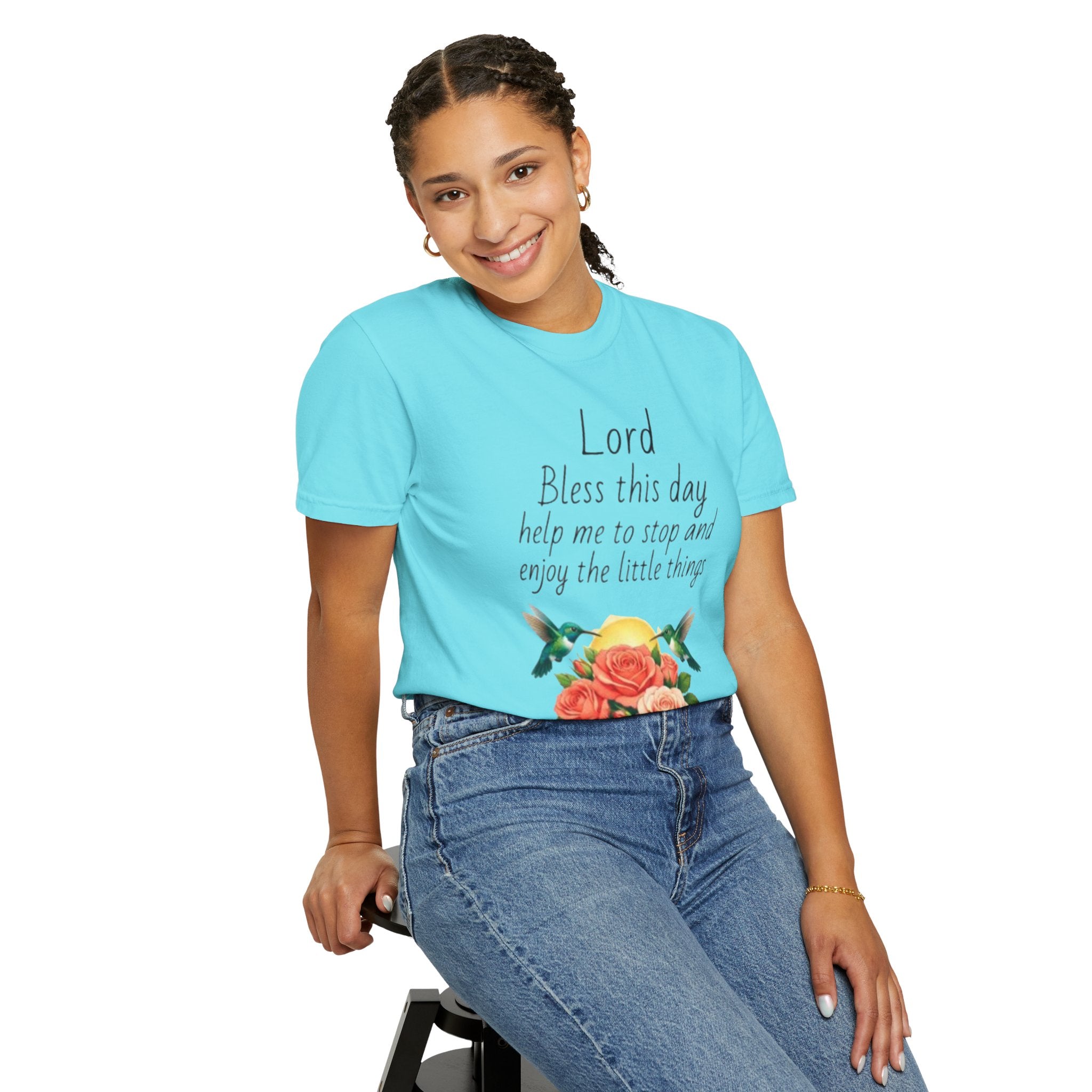 Christian Floral T‑Shirt — “Lord Bless This Day” Inspirational Prayer Tee
