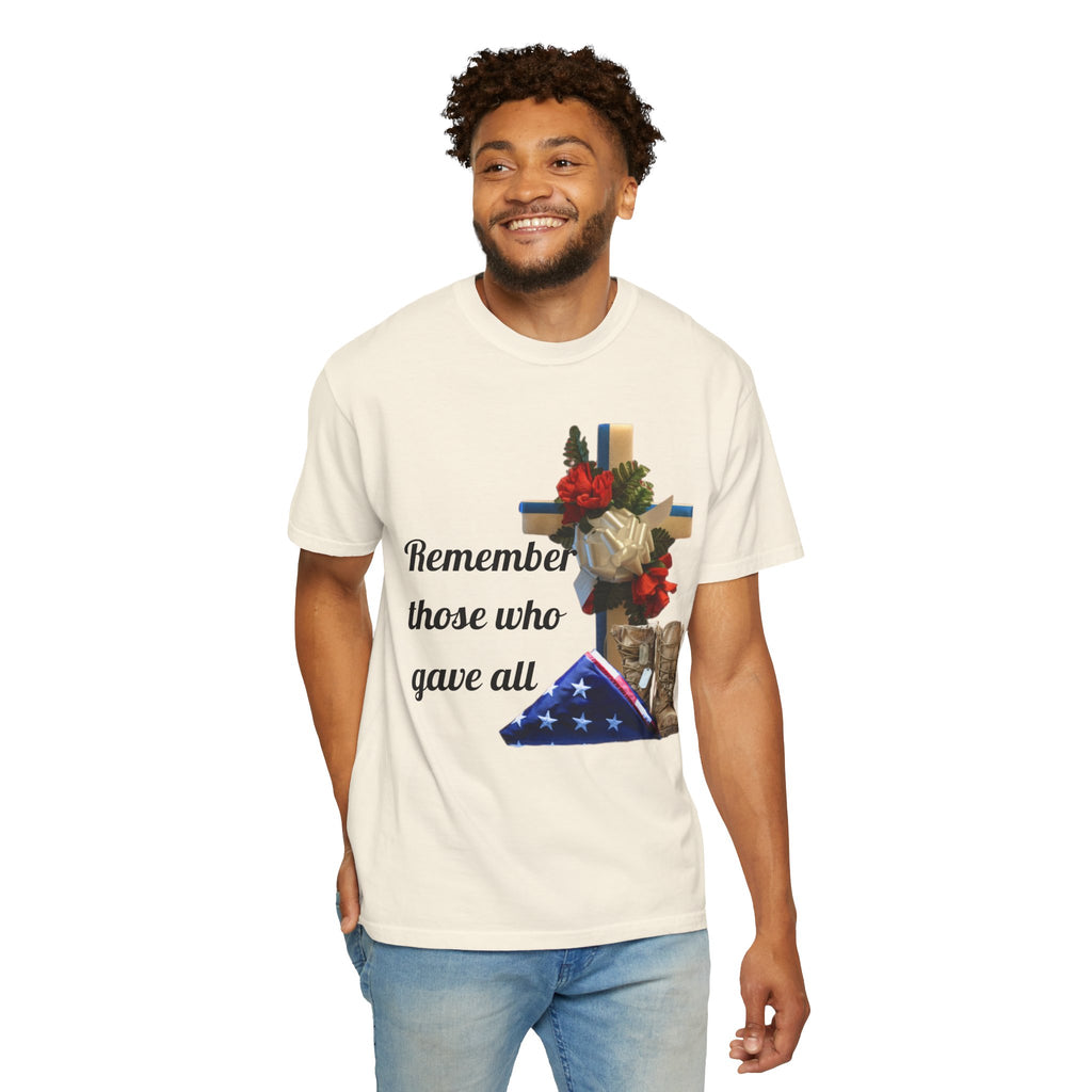Veteran Tribute T-Shirt — Folded Flag, Cross & Combat Boots
