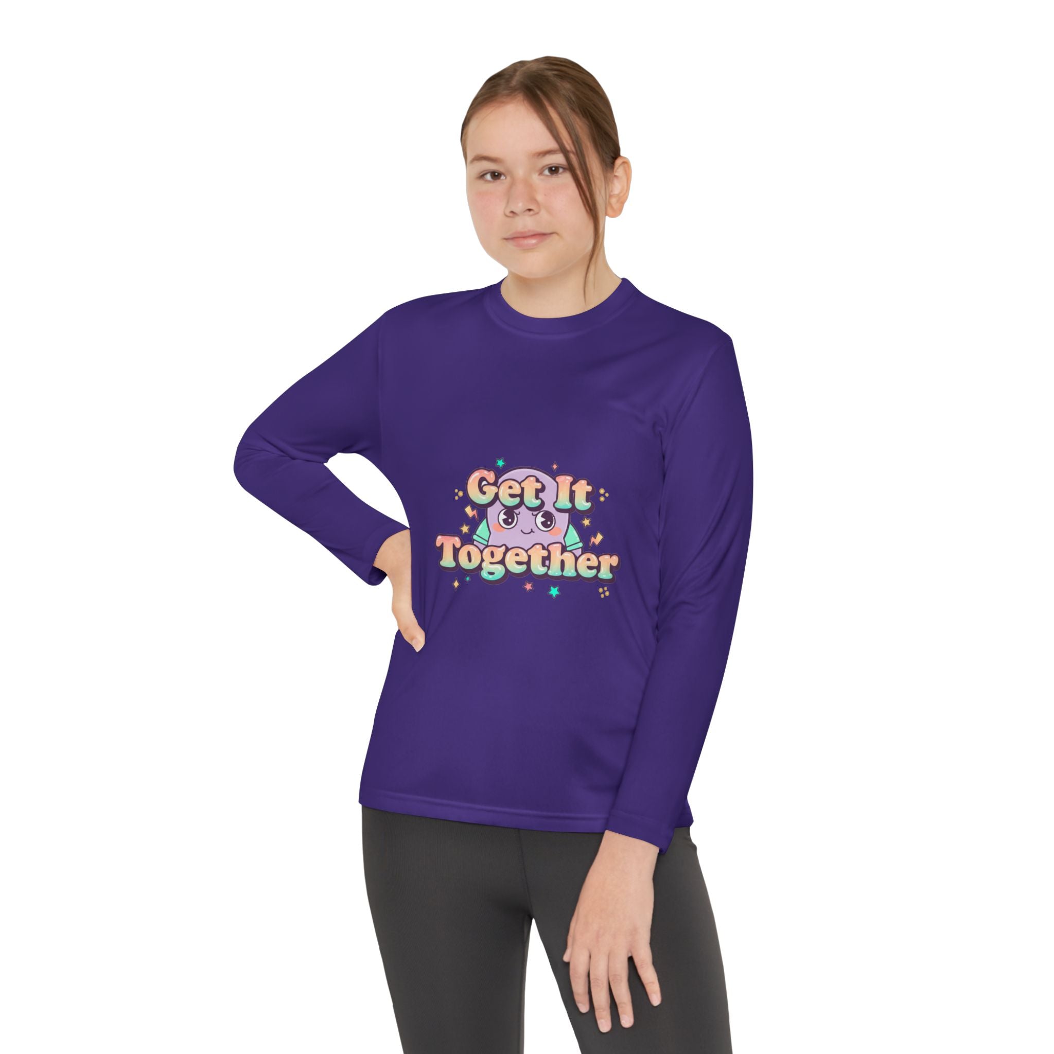 Get It Together Youth Long Sleeve Tee — Colorful Retro Motivation Shirt