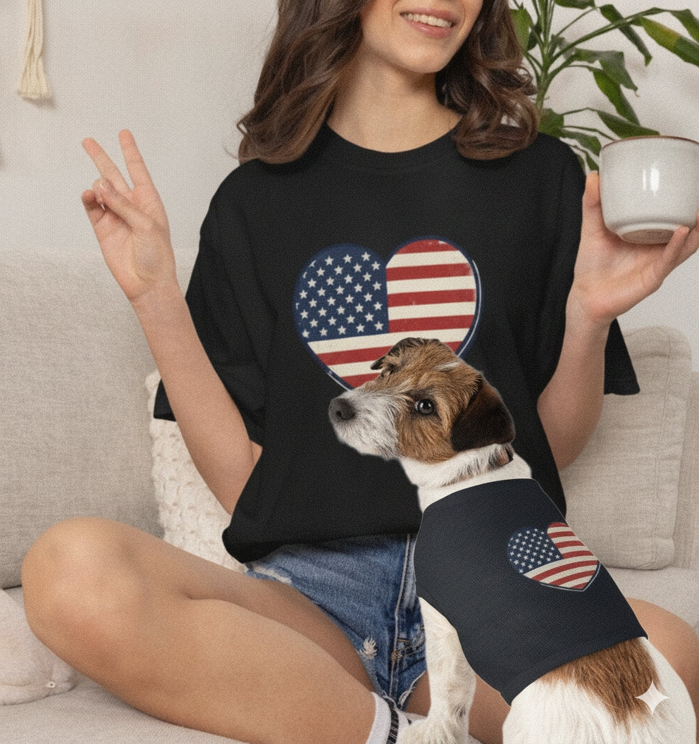 American Heart Flag Human and Dog Set
