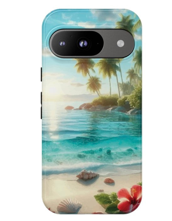 Pixel , Tropical Beach Phone case, Seaside Sunset Tough Protective Case