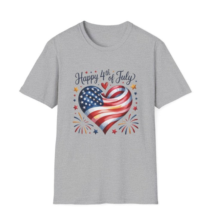 4th of July Heart T-shirt, Happy 4th.of July Patriotic Flag Tee