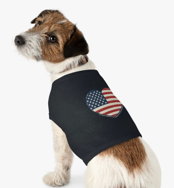Patriotic Heart Pet Tank Top , American Flag Heart Design