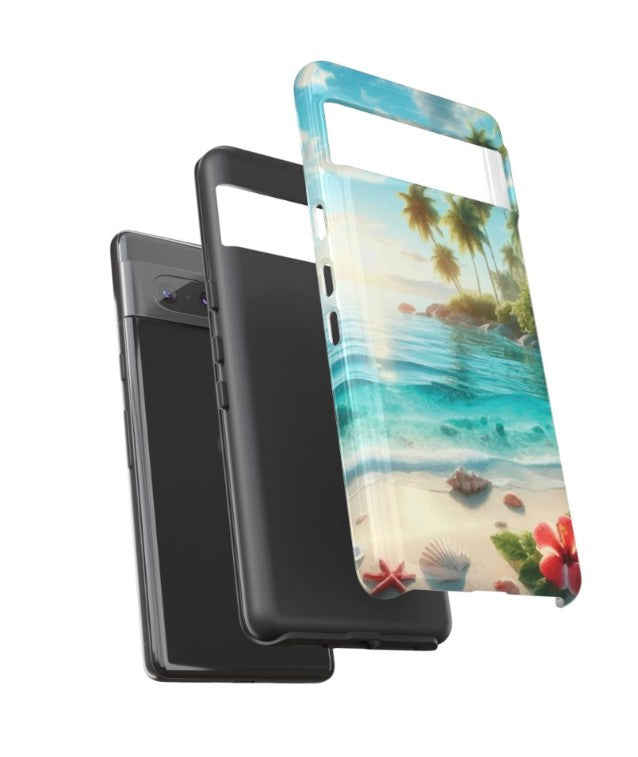 Pixel , Tropical Beach Phone case, Seaside Sunset Tough Protective Case